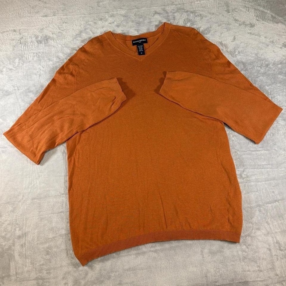 Y2K Banana Republic V-Neck Knit Sweater | Burnt‎ Orange | Medium